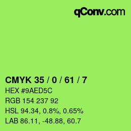 カラーコード: CMYK 35 / 0 / 61 / 7 | qconv.com