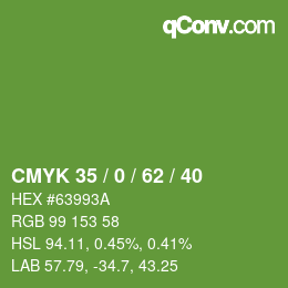 Color code: CMYK 35 / 0 / 62 / 40 | qconv.com