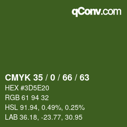 Farbcode: CMYK 35 / 0 / 66 / 63 | qconv.com