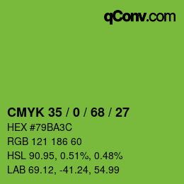 Farbcode: CMYK 35 / 0 / 68 / 27 | qconv.com