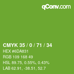 Color code: CMYK 35 / 0 / 71 / 34 | qconv.com