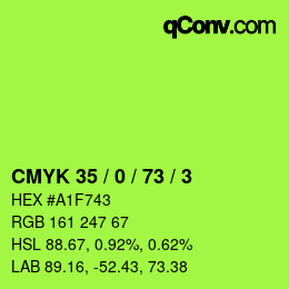 Color code: CMYK 35 / 0 / 73 / 3 | qconv.com