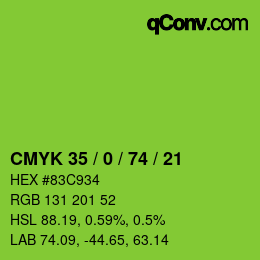Código de color: CMYK 35 / 0 / 74 / 21 | qconv.com