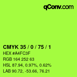 Color code: CMYK 35 / 0 / 75 / 1 | qconv.com