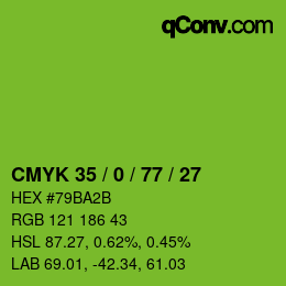 Color code: CMYK 35 / 0 / 77 / 27 | qconv.com