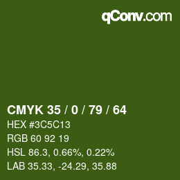 Color code: CMYK 35 / 0 / 79 / 64 | qconv.com