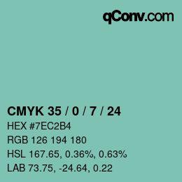 颜色代码: CMYK 35 / 0 / 7 / 24 | qconv.com
