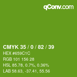 Color code: CMYK 35 / 0 / 82 / 39 | qconv.com