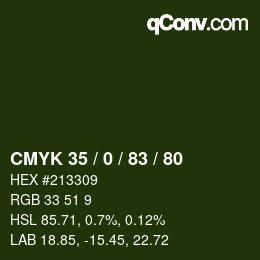 Color code: CMYK 35 / 0 / 83 / 80 | qconv.com