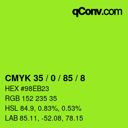 Color code: CMYK 35 / 0 / 85 / 8 | qconv.com