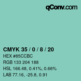 Color code: CMYK 35 / 0 / 8 / 20 | qconv.com