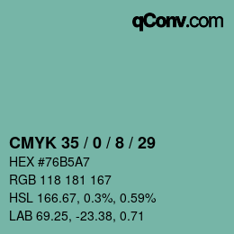 颜色代码: CMYK 35 / 0 / 8 / 29 | qconv.com