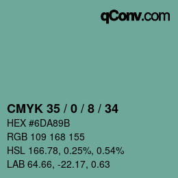 Color code: CMYK 35 / 0 / 8 / 34 | qconv.com