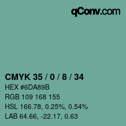 Color code: CMYK 35 / 0 / 8 / 34 | qconv.com