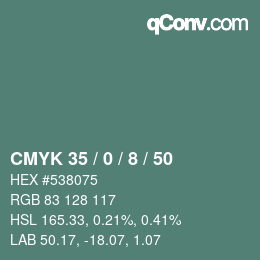 Color code: CMYK 35 / 0 / 8 / 50 | qconv.com