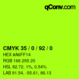 カラーコード: CMYK 35 / 0 / 92 / 0 | qconv.com