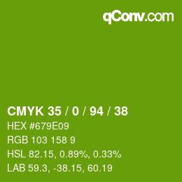 Color code: CMYK 35 / 0 / 94 / 38 | qconv.com