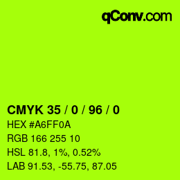颜色代码: CMYK 35 / 0 / 96 / 0 | qconv.com