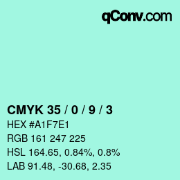 Color code: CMYK 35 / 0 / 9 / 3 | qconv.com