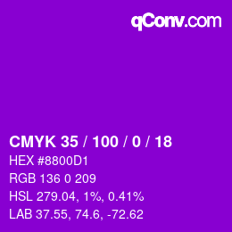 Color code: CMYK 35 / 100 / 0 / 18 | qconv.com