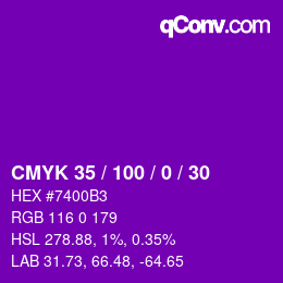 Color code: CMYK 35 / 100 / 0 / 30 | qconv.com