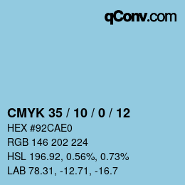 カラーコード: CMYK 35 / 10 / 0 / 12 | qconv.com