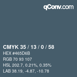 Color code: CMYK 35 / 13 / 0 / 58 | qconv.com