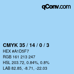 Farbcode: CMYK 35 / 14 / 0 / 3 | qconv.com