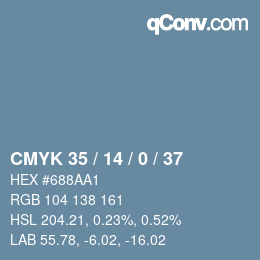 カラーコード: CMYK 35 / 14 / 0 / 37 | qconv.com