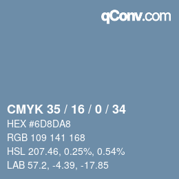 Código de color: CMYK 35 / 16 / 0 / 34 | qconv.com