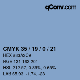 Color code: CMYK 35 / 19 / 0 / 21 | qconv.com