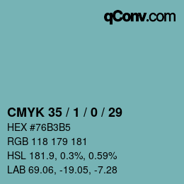颜色代码: CMYK 35 / 1 / 0 / 29 | qconv.com