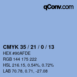 颜色代码: CMYK 35 / 21 / 0 / 13 | qconv.com