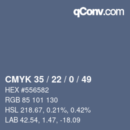 颜色代码: CMYK 35 / 22 / 0 / 49 | qconv.com