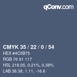 Color code: CMYK 35 / 22 / 0 / 54 | qconv.com