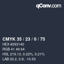Código de color: CMYK 35 / 23 / 0 / 75 | qconv.com