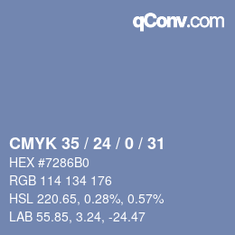 Color code: CMYK 35 / 24 / 0 / 31 | qconv.com
