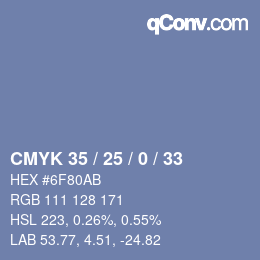 Color code: CMYK 35 / 25 / 0 / 33 | qconv.com