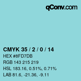 カラーコード: CMYK 35 / 2 / 0 / 14 | qconv.com