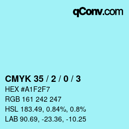 Farbcode: CMYK 35 / 2 / 0 / 3 | qconv.com