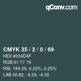カラーコード: CMYK 35 / 2 / 0 / 69 | qconv.com