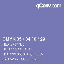 Código de color: CMYK 35 / 34 / 0 / 29 | qconv.com