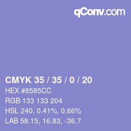 Color code: CMYK 35 / 35 / 0 / 20 | qconv.com