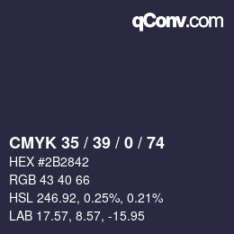 Código de color: CMYK 35 / 39 / 0 / 74 | qconv.com