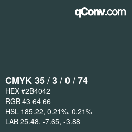 Código de color: CMYK 35 / 3 / 0 / 74 | qconv.com