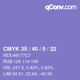 カラーコード: CMYK 35 / 40 / 0 / 22 | qconv.com