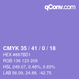 カラーコード: CMYK 35 / 41 / 0 / 18 | qconv.com