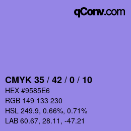 カラーコード: CMYK 35 / 42 / 0 / 10 | qconv.com