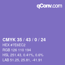颜色代码: CMYK 35 / 43 / 0 / 24 | qconv.com