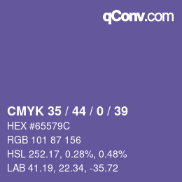 カラーコード: CMYK 35 / 44 / 0 / 39 | qconv.com